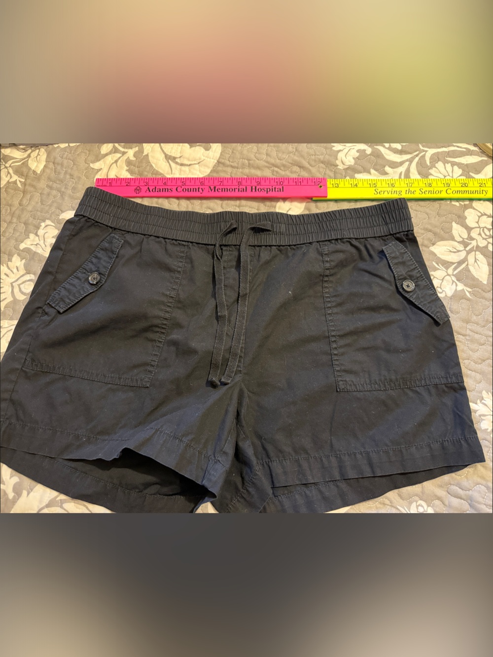 LOFT Black Drawstring Cargo Pocket Shorts
